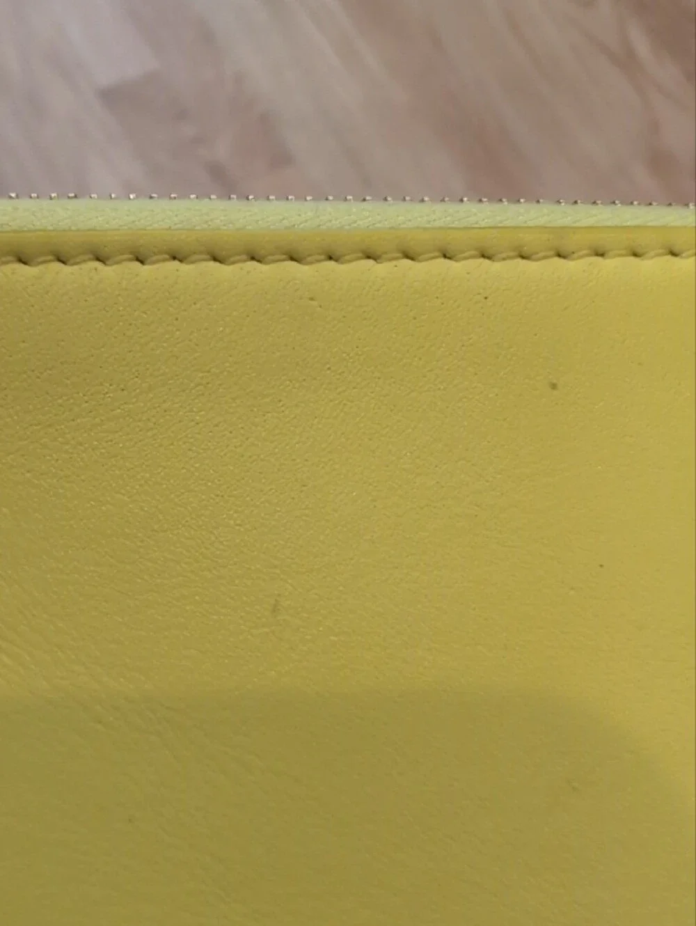 Yellow Leather Zip Pouch
